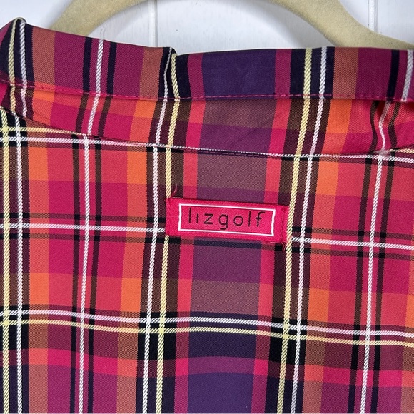 Liz Golf Pink Plaid Long Sleeve Quarter Zip Pullover Jacket Extra Large - Picture 4 of 10